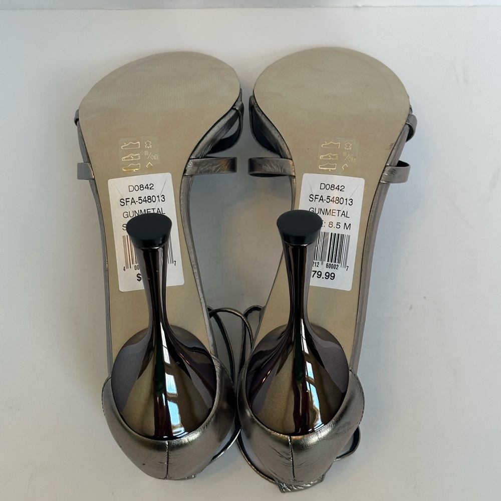 Saks Fifth Avenue Silver Strappy Heels - See Video! - Picture 6 of 9